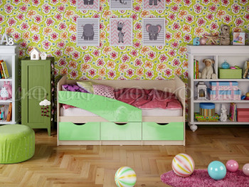 Кровать Бабочки 1,6м (Салатовый металлик) в Змеиногорске - zmeinogorsk.mebel54.com | фото