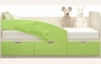 Кровать детская 1,6м Дельфин (Салатовый металлик) в Змеиногорске - zmeinogorsk.mebel54.com | фото
