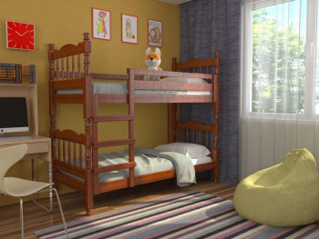 Кровать двухъярусная Соня из массива сосны 800*1890 Орех в Змеиногорске - zmeinogorsk.mebel54.com | фото