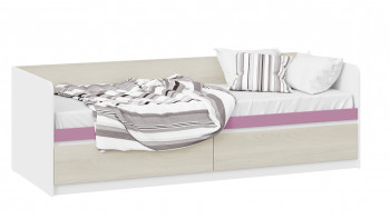 Кровать «Сканди» с 2 ящиками Дуб Гарден/Белый/Лиловый в Змеиногорске - zmeinogorsk.mebel54.com | фото