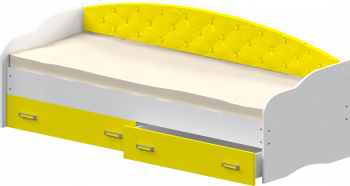 Кровать Софа-8 с мягкой спинкой (900х1900) Белый/Желтый в Змеиногорске - zmeinogorsk.mebel54.com | фото