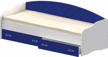 Кровать Софа-8 с мягкой спинкой (900х1900) Белый/Синий в Змеиногорске - zmeinogorsk.mebel54.com | фото
