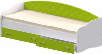 Кровать Софа-8 с мягкой спинкой (900х2000) Белый/Лайм в Змеиногорске - zmeinogorsk.mebel54.com | фото