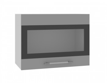 Норд ШВГС 600 Шкаф верхний горизонтальный со стеклом (Софт черный/корпус Белый) в Змеиногорске - zmeinogorsk.mebel54.com | фото