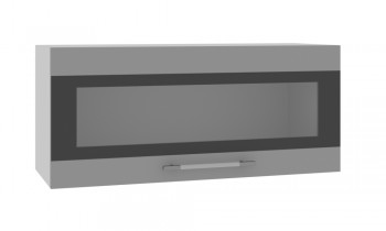 Норд ШВГС 800 Шкаф верхний горизонтальный со стеклом (Софт черный/корпус Белый) в Змеиногорске - zmeinogorsk.mebel54.com | фото