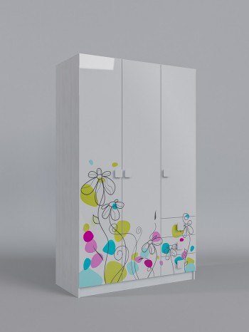Шкаф 3-х створчатый с ящиками Флёр (Белый/корпус Выбеленное дерево) в Змеиногорске - zmeinogorsk.mebel54.com | фото