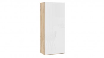 Шкаф для одежды с 2 глухими дверями «Эмбер» Яблоня Беллуно/Белый глянец в Змеиногорске - zmeinogorsk.mebel54.com | фото