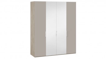 Шкаф комбинированный с 2 глухими и 2 зеркальными дверями «Эмбер» Баттл Рок/Серый глянец в Змеиногорске - zmeinogorsk.mebel54.com | фото